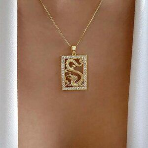 Square dragon pendent necklace